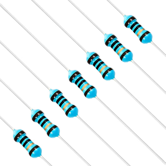 First Moon 100pcs 1/4W (0.25W) 10 Ω ohm Metal Film Fixed Resistor 0.01 ±1% Tolerance 10R MF Through Hole Resistors Current Limiting Rohs Certificated