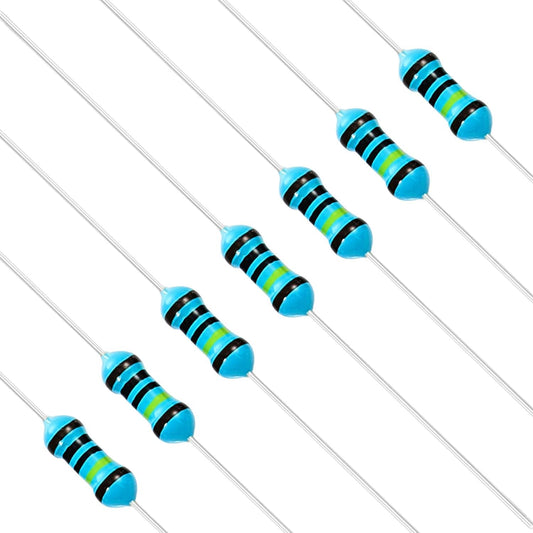 First Moon 100pcs 1/4W (0.25W) 1 Ω ohm Metal Film Fixed Resistor 0.01 ±1% Tolerance 1R MF Through Hole Resistors Current Limiting Rohs Certificated