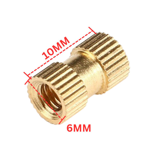 M4 Brass Insert 10×6mm - Solid Brass Injection Knurled Thread Inserts Nuts - FMTRD