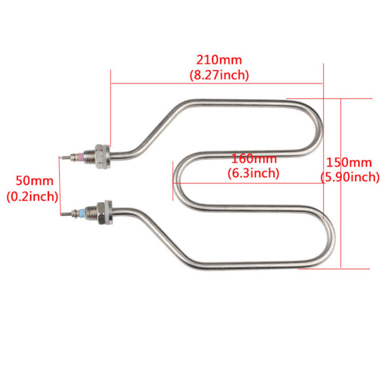 220V 2000W 2U Electric Heating Element - 8mm Stainless Steel 304 Radiator Heater Heating Tube for Insulation Barrels. - FMTRD