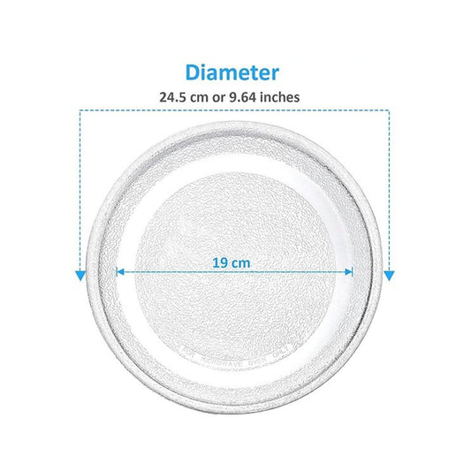Universal Microwave Oven Plane Glass Plate Replacement - Medium (24.5cm / 9.6 inch) | Best Quality and Compatibility - FMTRD