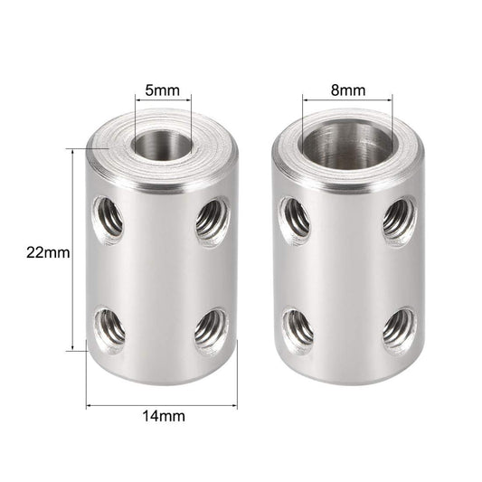 Steel Coupling Rigid Bore 5mm to 8mm Coupling Screw-Stainless Steel, Shaft Coupler Connector - FMTRD