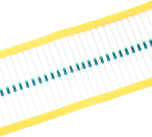First Moon 100pcs 1/4W (0.25W) 4.7K Ω ohm 4k7 Metal Film Fixed Resistor 0.01 ±1% Tolerance 4.7KR MF Through Hole Resistors Current Limiting Rohs Certificated