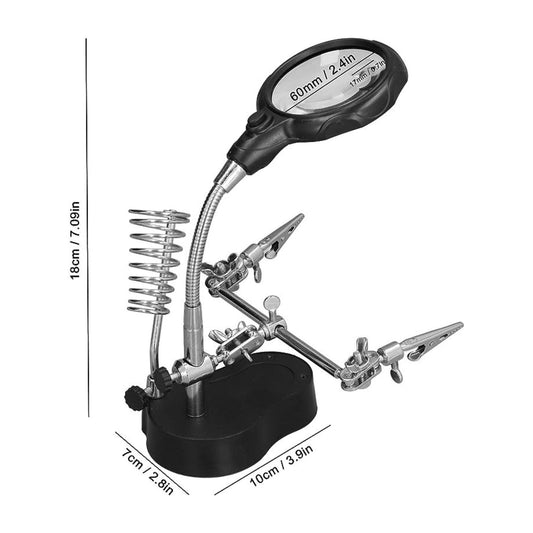 Clamp Magnifier Double Lens Helping hand with solder Stand. - FMTRD