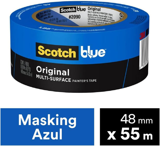 Scotch Blue Premium Masking Tape 48mm x 54.8m, 1 roll/pack | Blue color | Masking and Protection | High adhesion | Multi-Surface | For walls, ceiling, metal, wood | Easy to Remove with no residue