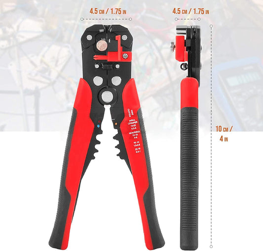 Multifunctional Cable Wire Stripper Cutter, Crimping Stripping Plier Tool, Self-adjusting 8" Automatic Wire Stripper/Cutting Pliers Tool for Wire Stripping, Cutting, Crimping (Red)