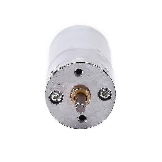 First Moon DC Gear Motor, 12V 25GA-370 Full Metal Brush Gear Motor High Torque Low Speed Reduction Geared Motor Centric Output Shaft 25mm Outer Diameter Gearbox for Electronic Lock(12V 100RPM)