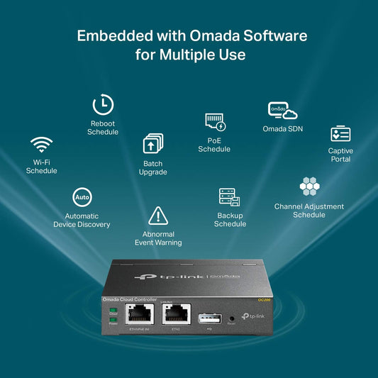 TP-Link Omada Hardware Controller | SDN Integrated | PoE Powered | Manage Up to 100 Devices | Easy & Intelligent Network Monitor & Maintenance | Cloud Access & Omada App (OC200)