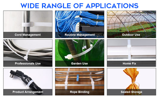 Premium Black and White Nylon Cables Ties - Pack of 100 Pcs - Size: 2.5x200mm - Heavy duty wire ties for cable Management Organizing and More. - FMTRD