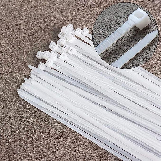 Premium Black and White Nylon Cables Ties - Pack of 100 Pcs - Size: 7.6 x300mm - Heavy duty wire ties for cable Management Organizing and More. - FMTRD