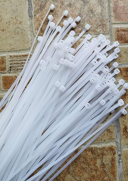 Premium Black and White Nylon Cables Ties - Pack of 100 Pcs - Size: 7.6 x300mm - Heavy duty wire ties for cable Management Organizing and More. - FMTRD