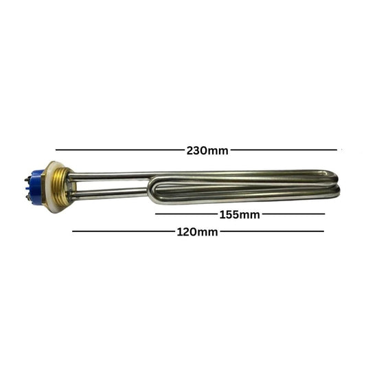 240V 3000W Foldback Heating Element Stainless Steel Heater Spare Part 1 Inch BSP Thread with Low Watt Density