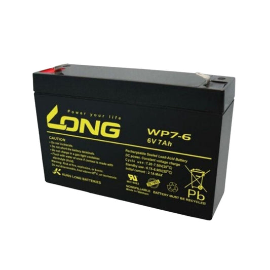 Long WP7-6, 6V 7Ah Rechargeable Sealed Lead Acid Battery. - FMTRD