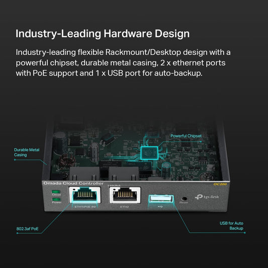 TP-Link Omada Hardware Controller | SDN Integrated | PoE Powered | Manage Up to 100 Devices | Easy & Intelligent Network Monitor & Maintenance | Cloud Access & Omada App (OC200)