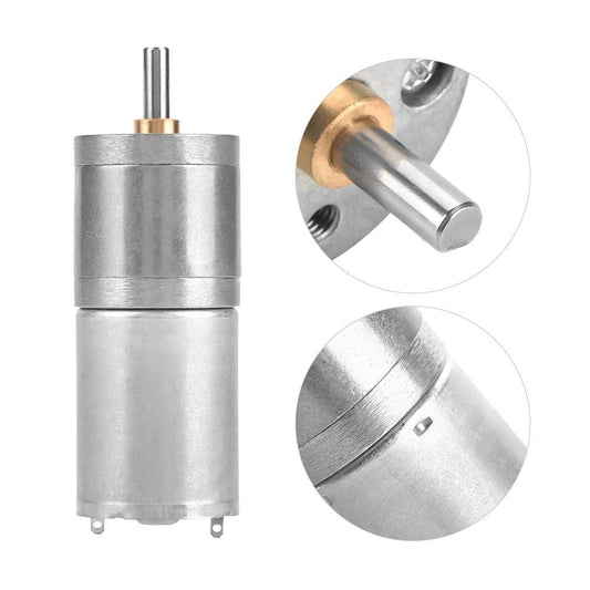 First Moon DC Gear Motor, 12V 25GA-370 Full Metal Brush Gear Motor High Torque Low Speed Reduction Geared Motor Centric Output Shaft 25mm Outer Diameter Gearbox for Electronic Lock(12V 100RPM)