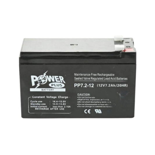 Powerplus Lead Acid Battery, PP7-2-12, 12V, 7.2Ah/20Hr - FMTRD