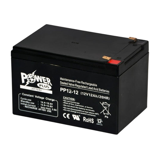 Powerplus Lead Acid Battery, PP12-12, 12V, 12Ah/20Hr - FMTRD