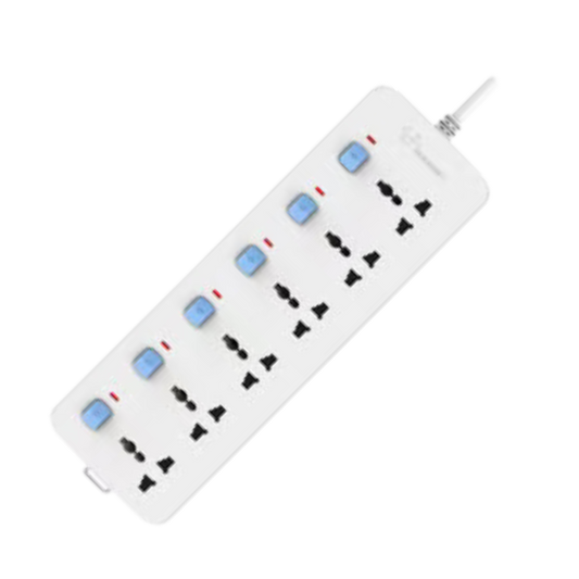 GONGNIU Extension Board 6 Socket, 6 Switch, 3M Wire