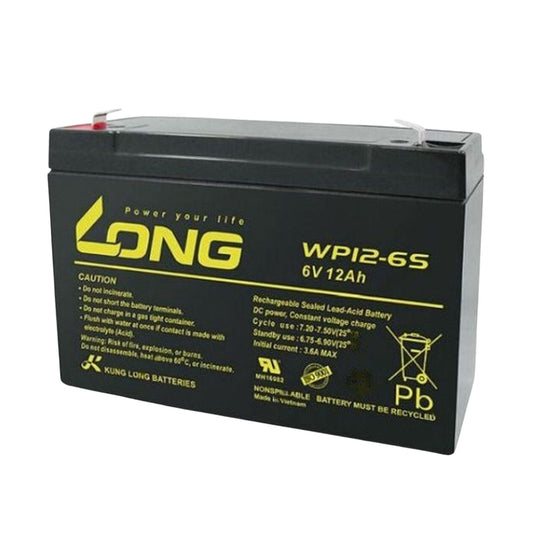 Long WP12-6S, 6V, 12Ah Rechargeable Sealed Lead Acid Battery - FMTRD