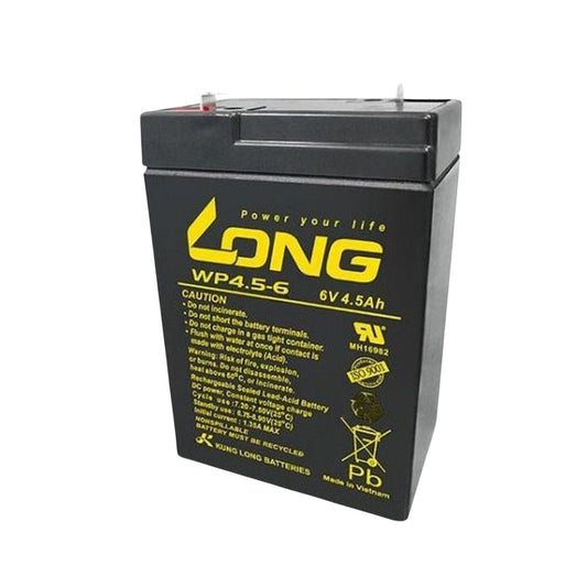 Long WP4-5-6, 6V, 4.5Ah Rechargeable Sealed Lead Acid Battery - FMTRD